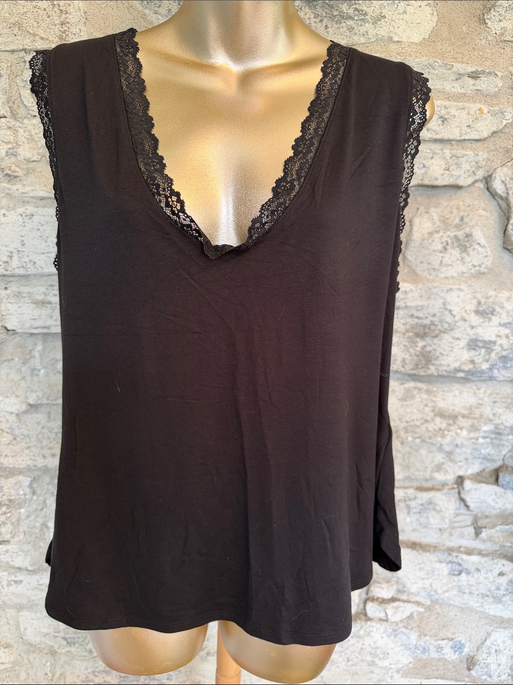 Lace Trim  and back Tank Top